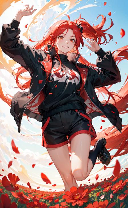 37245-2424455566-fisheye lens, masterpiece, best quality, 1girl, jumping in a field of red flowers, (petals_1.2), red ponytail, long hair, oversi.png